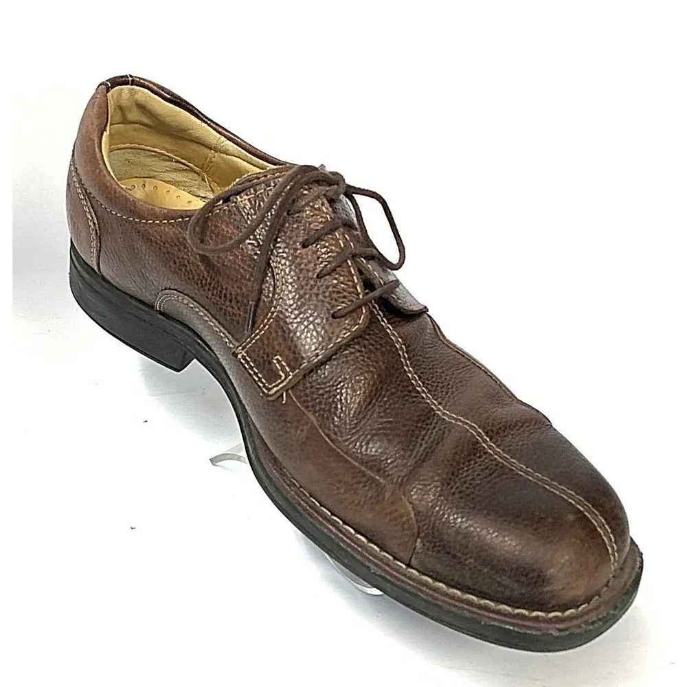 Studio Belvedere Mens Brown Pebbled Leather Square Toe Derby Shoes Size‎ 10.5 D